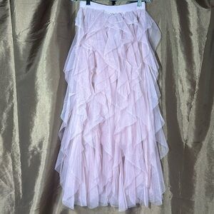 Blush Pink Asymmetrical Ruffle Skirt Bohemian Style (CUTE for any occasion)